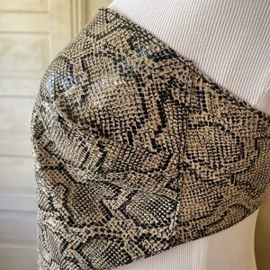 Bebe Leather Snakeskin Halter top Black and Cream